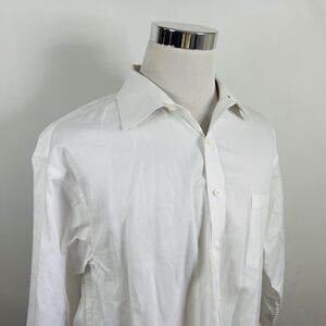 Michael Kors 18.5 34/35 Big Dress Shirt All White Cotton Button Front Formal
